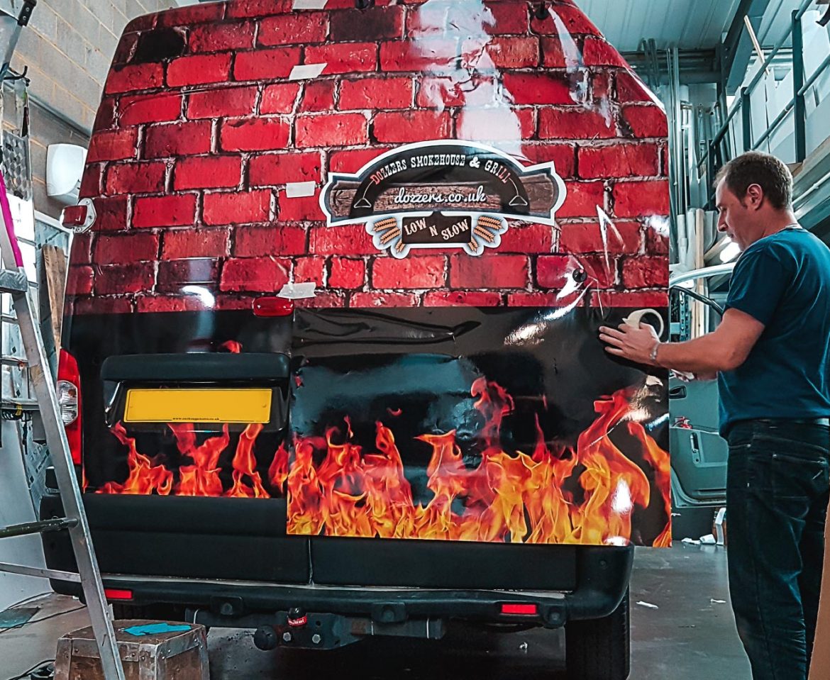 Portfolio - Dozzers Smokehouse and Grill Van - Vehicle Wrap in Progress